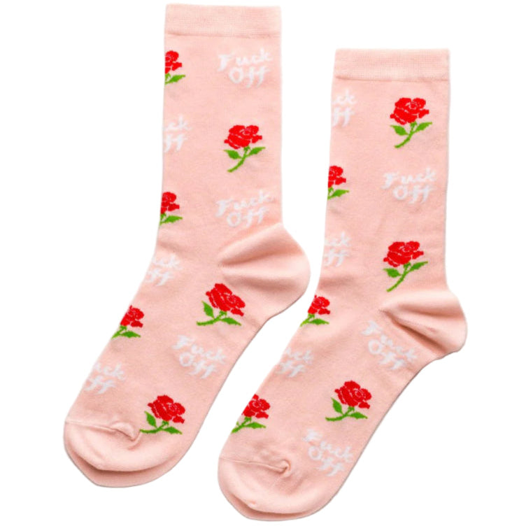 Yellow Owl Workshop Socks & Tees Fuck Off with Rose - Women's Crew Socks