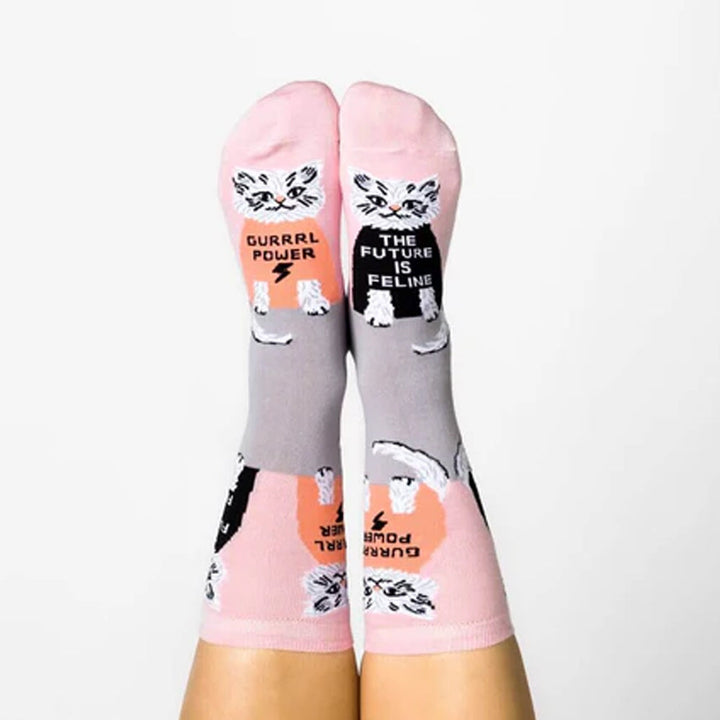 Yellow Owl Workshop Socks & Tees Future Is Feline Women's Crew Socks