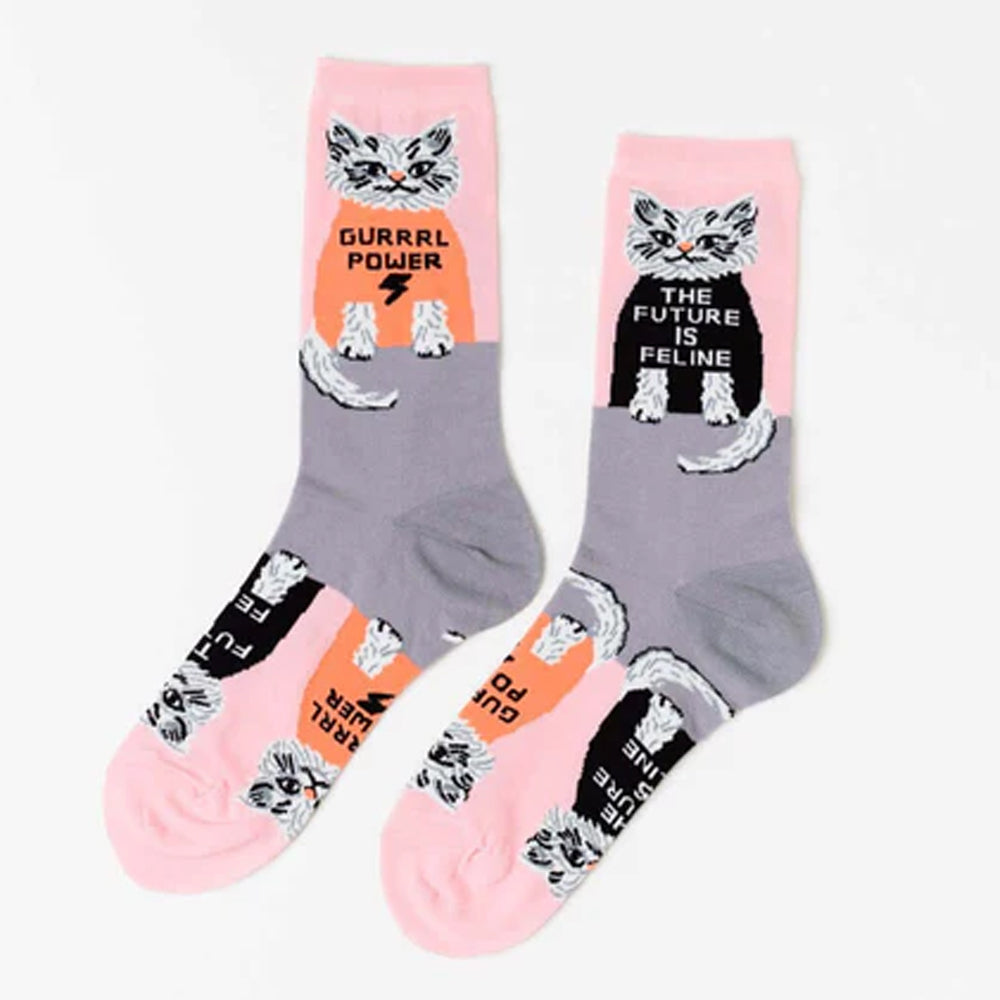 Yellow Owl Workshop Socks & Tees Future Is Feline Women's Crew Socks