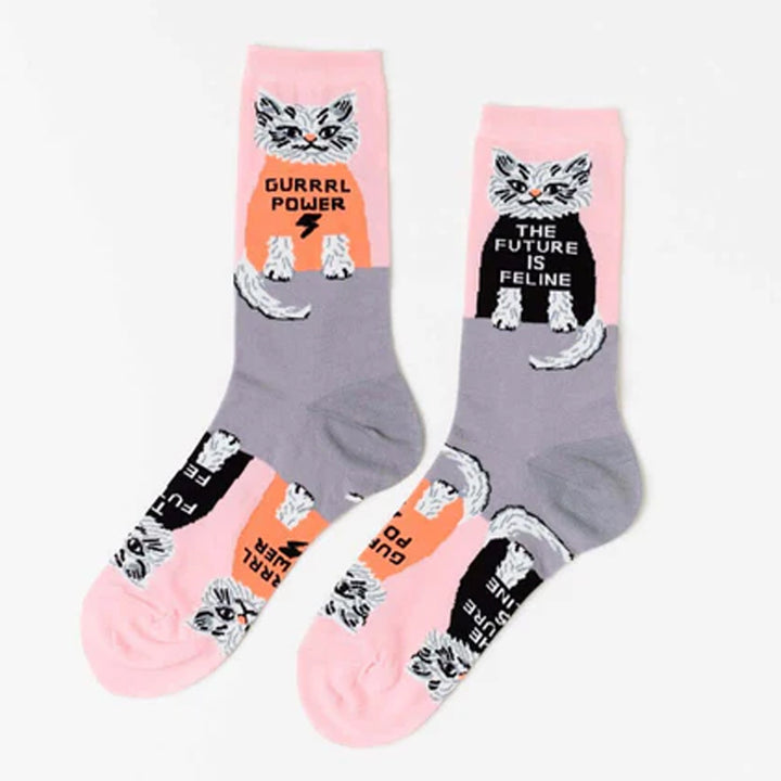 Yellow Owl Workshop Socks & Tees Future Is Feline Women's Crew Socks