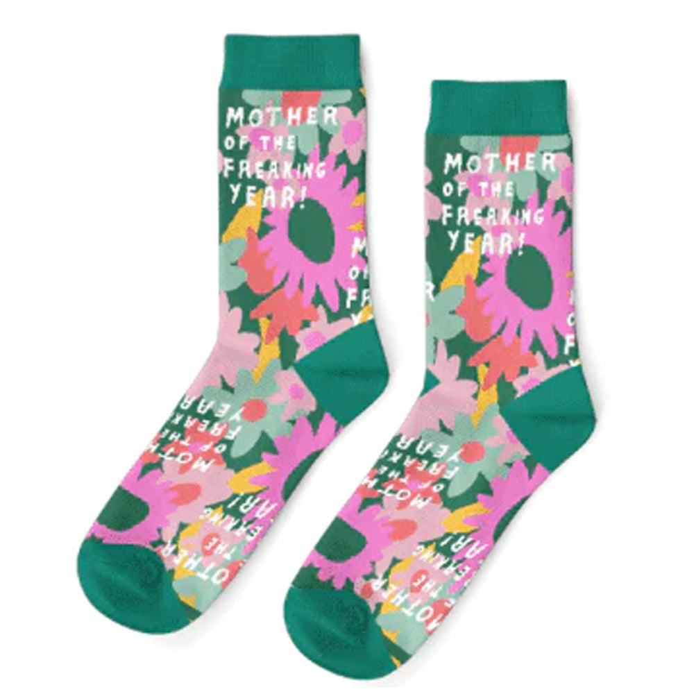Yellow Owl Workshop Socks & Tees Mother of the Freakin' Year Floral Socks
