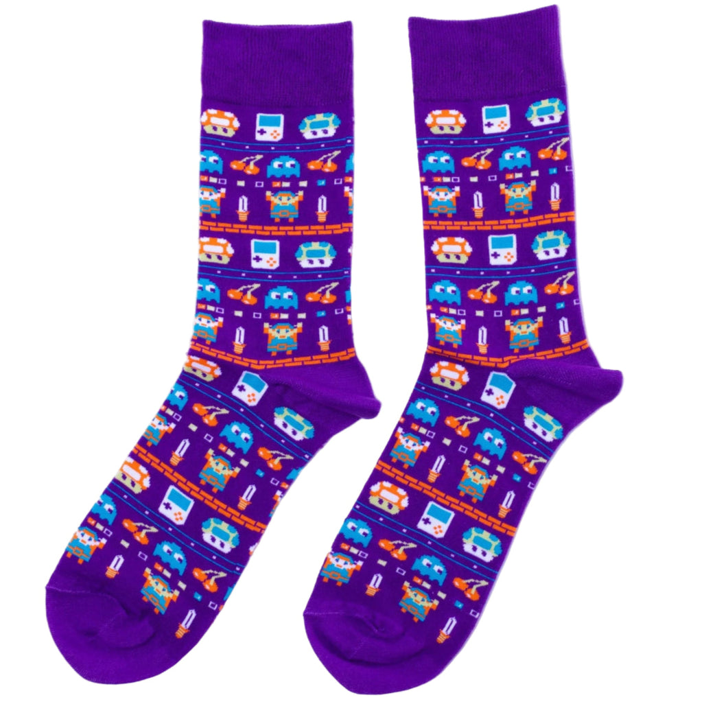 Yellow Owl Workshop Socks & Tees Vintage Gamer Icons - Men's Crew Socks