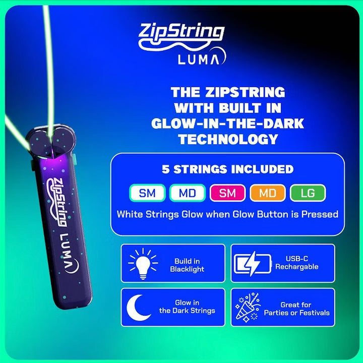Zipstrings Toy Novelties ZipString Luma - glow-in-the-dark trick string