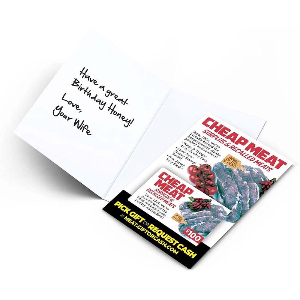 30 Watt Funny Novelties Prank Gift Card: Cheap Meat Store
