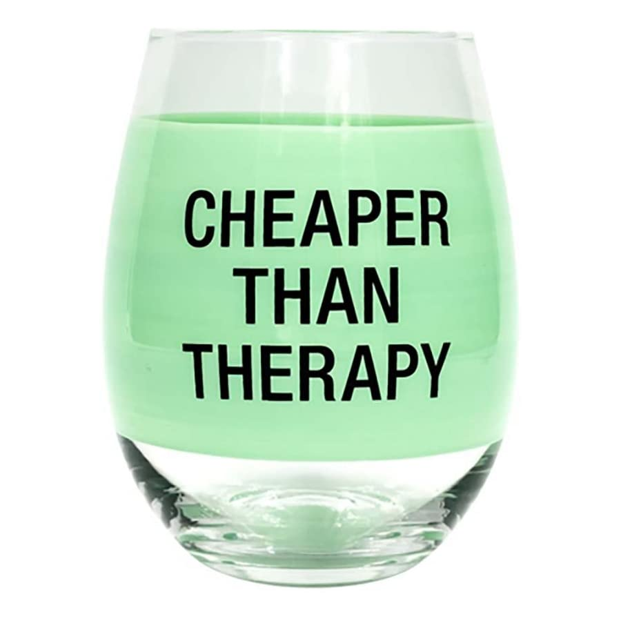 About Face Designs Drinkware & Mugs Cheaper Than Therapy Wine Glass