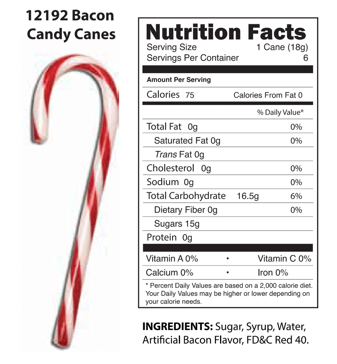 Accoutrements - Archie McPhee CANDY Bacon Candy Canes - set of 6