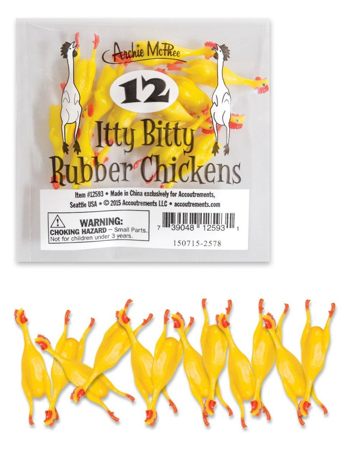 Accoutrements - Archie McPhee Funny Novelties Itty Bitty Rubber Chickens Set of 12