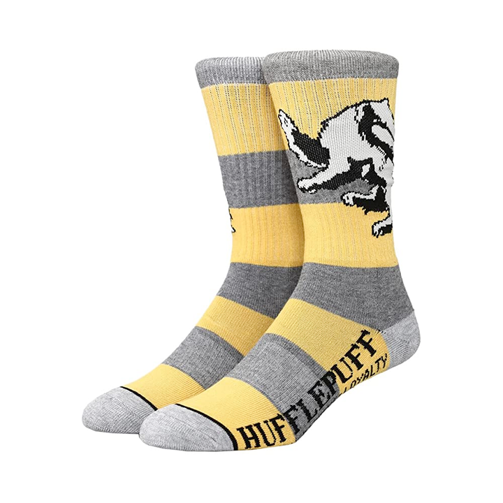 BioWorld Socks & Tees Hufflepuff Harry Potter Rugby Stripe Crew Socks