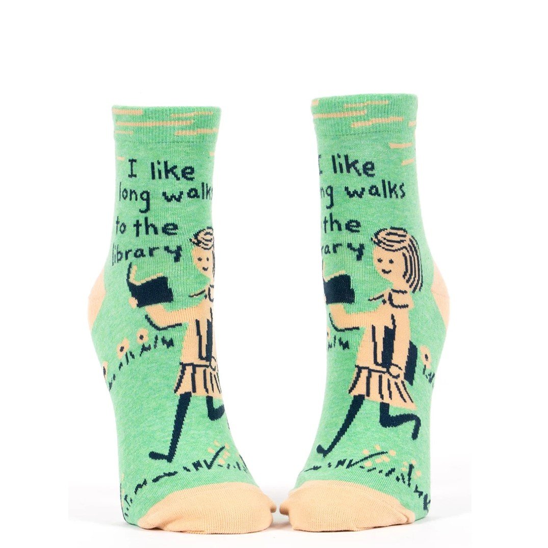 Blue Q Clothing Long Walks to the Library Ankle socks