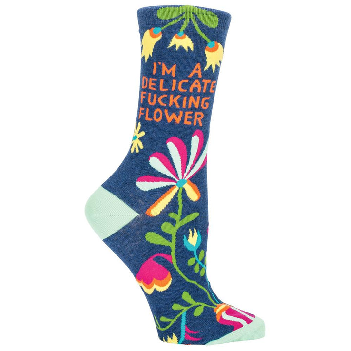 Blue Q Clothing SOCKS- I'm a delicate F*cking Flower Women's Socks