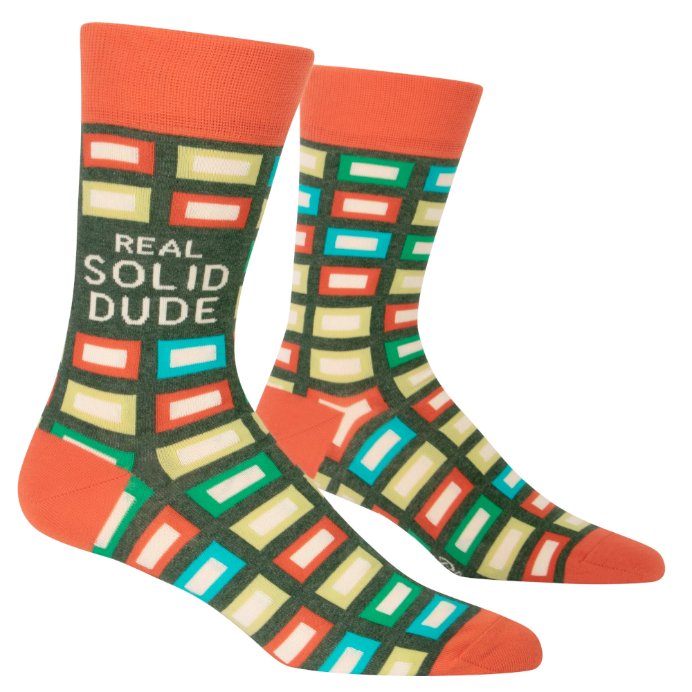 Blue Q Socks & Tees Real Solid Dude Men's Crew Socks