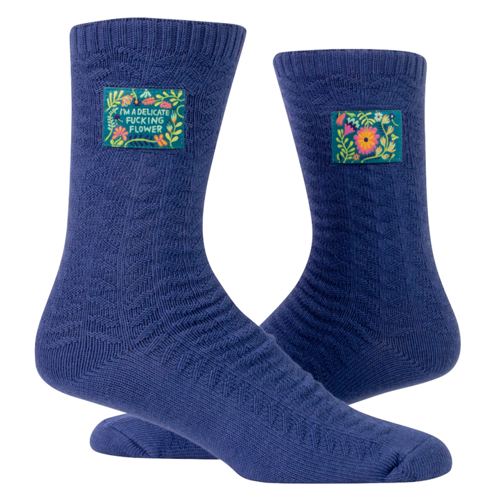 Blue Q Socks & Tees S/M Tag Socks- Delicate F-cking Flower
