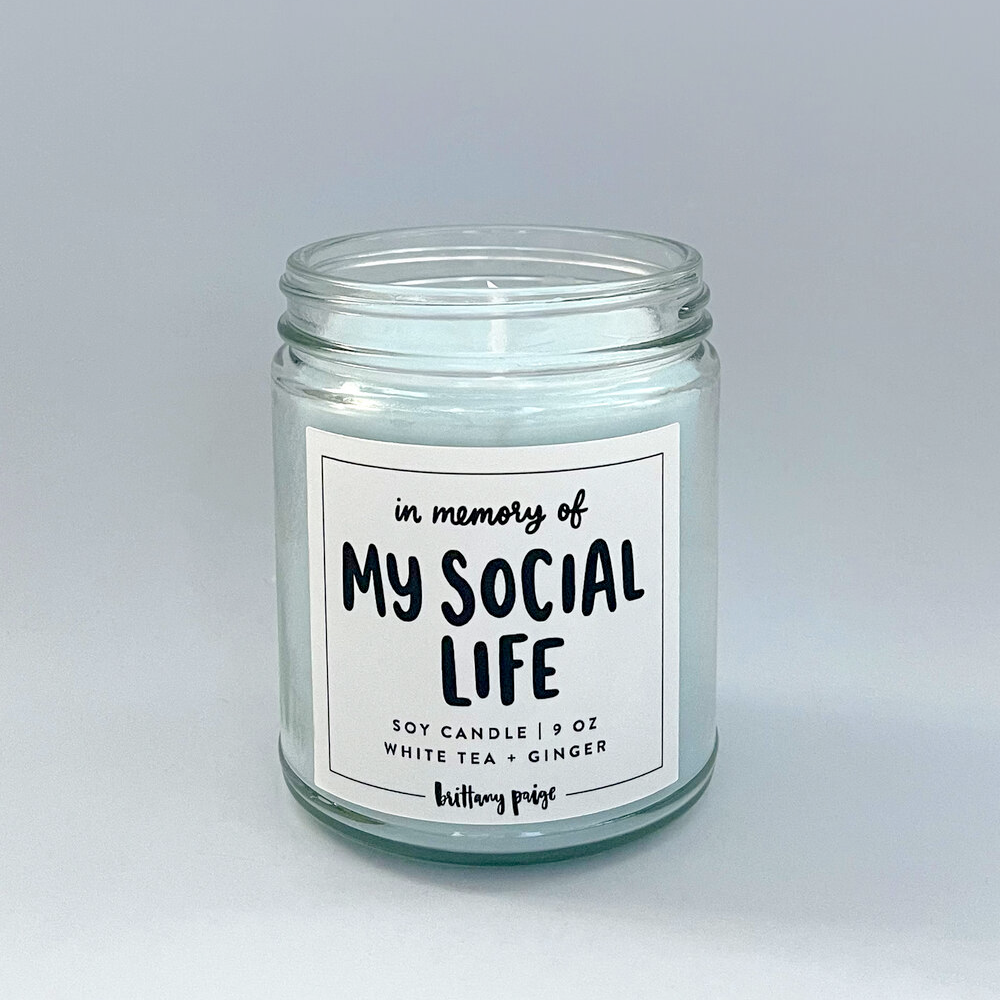 Brittany Paige Home Decor In Memory of My Social Life Candle