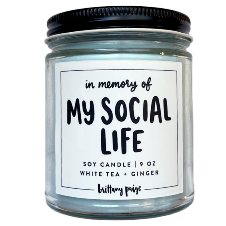 Brittany Paige Home Decor In Memory of My Social Life Candle