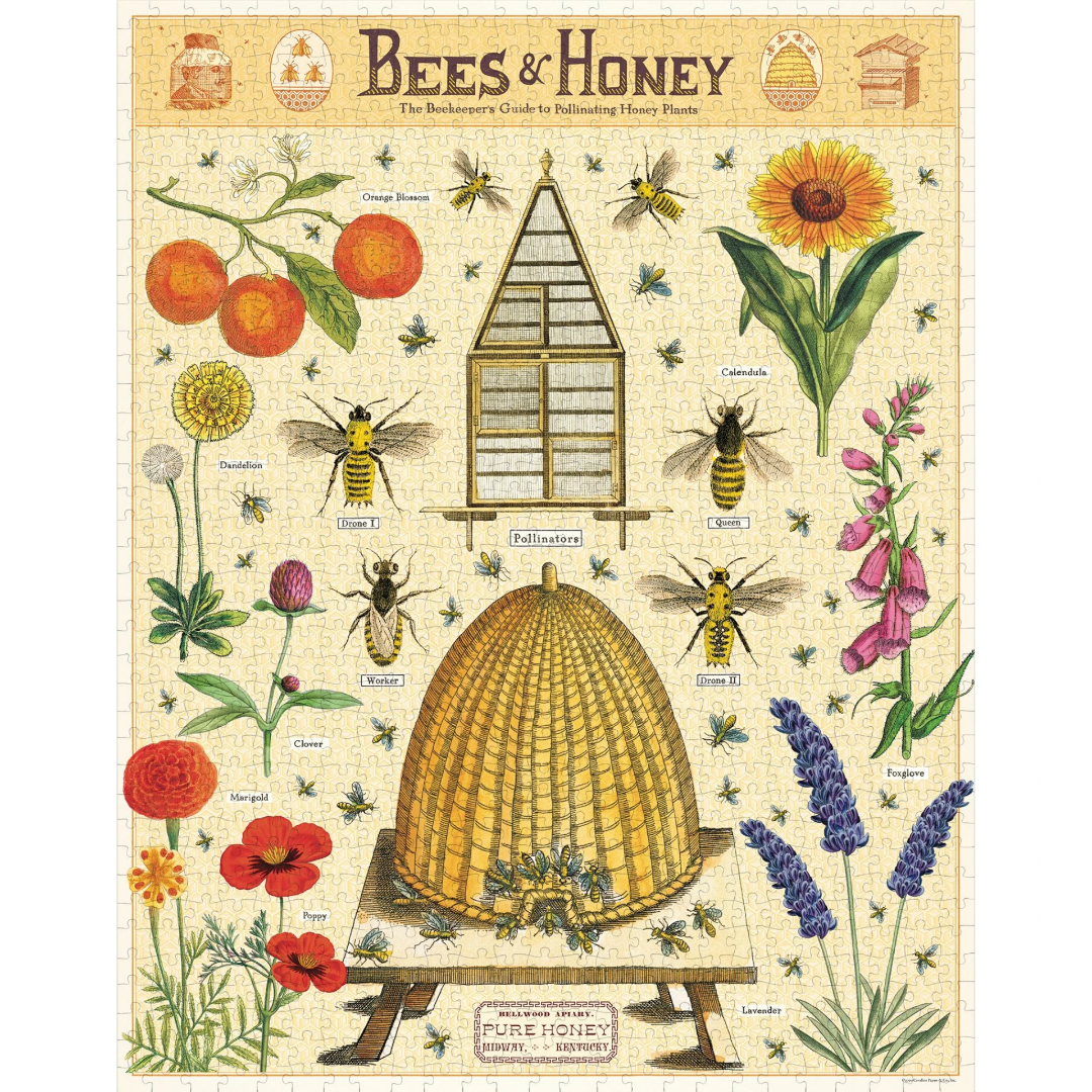 Cavallini Papers & Co Puzzles Bees & Honey 1000 Pc  Puzzle