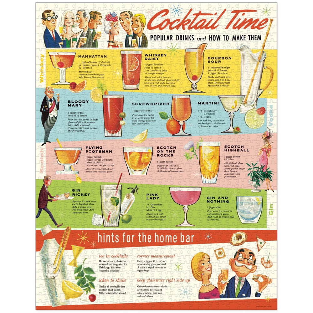 Cavallini Papers & Co Puzzles Cocktails 1,000 Piece Puzzle