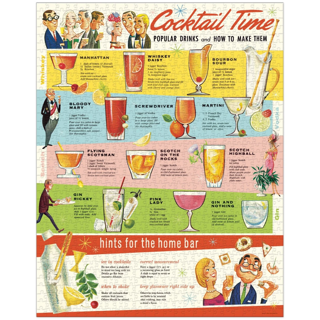 Cavallini Papers & Co Puzzles Cocktails 1,000 Piece Puzzle