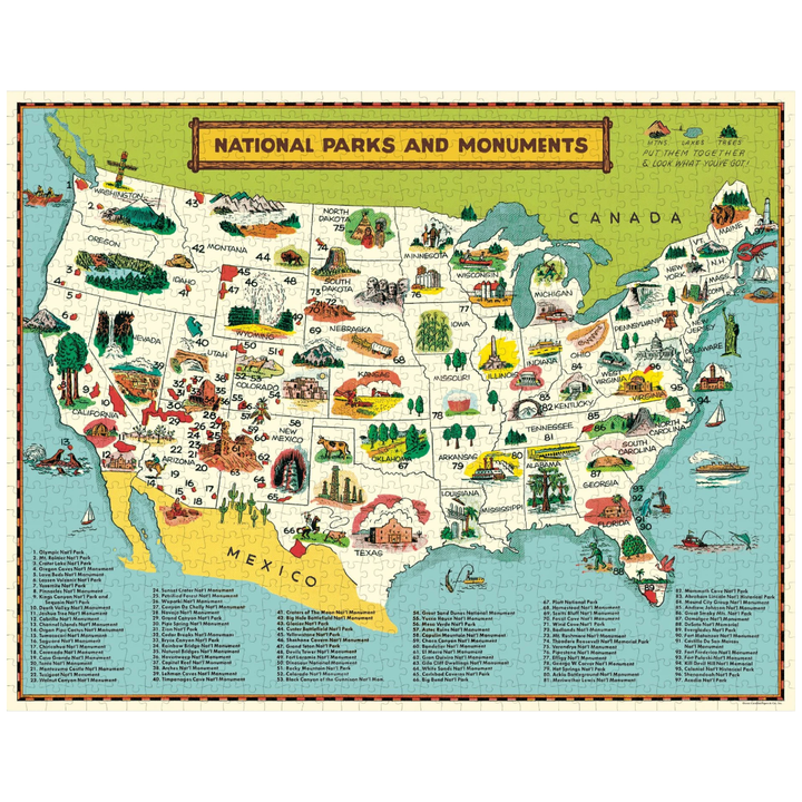 Cavallini Papers & Co Puzzles National Parks Map 1000 Pc  Puzzle