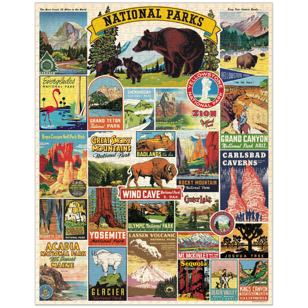 Cavallini Papers & Co Puzzles National Parks Posters 1000 Pc  Puzzle