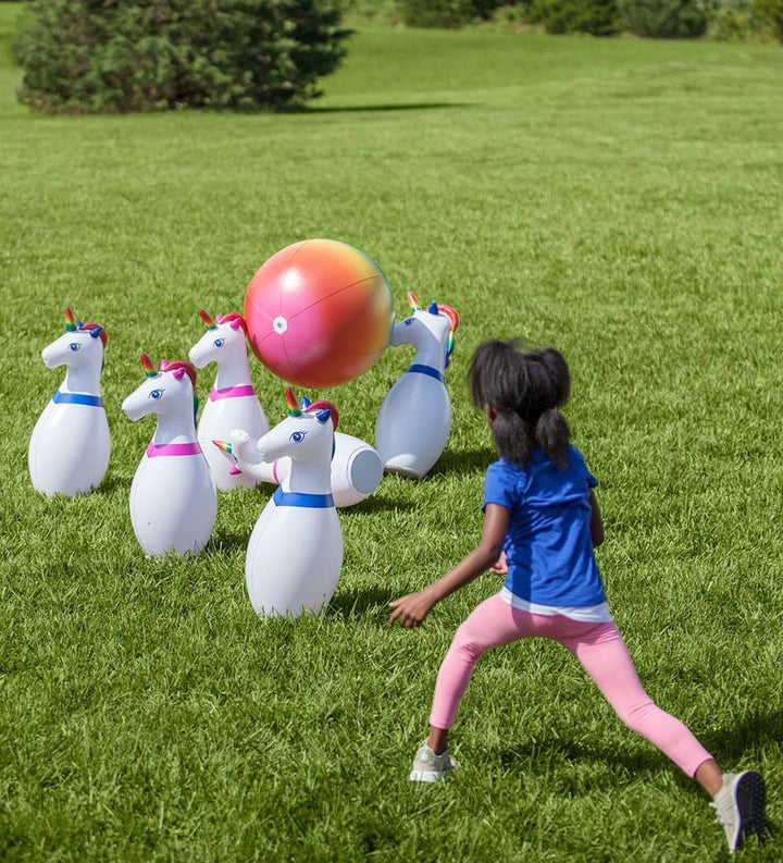 Evergreen / Hearthsong Toy Outdoor Fun Inflatable Unicorn Bowling