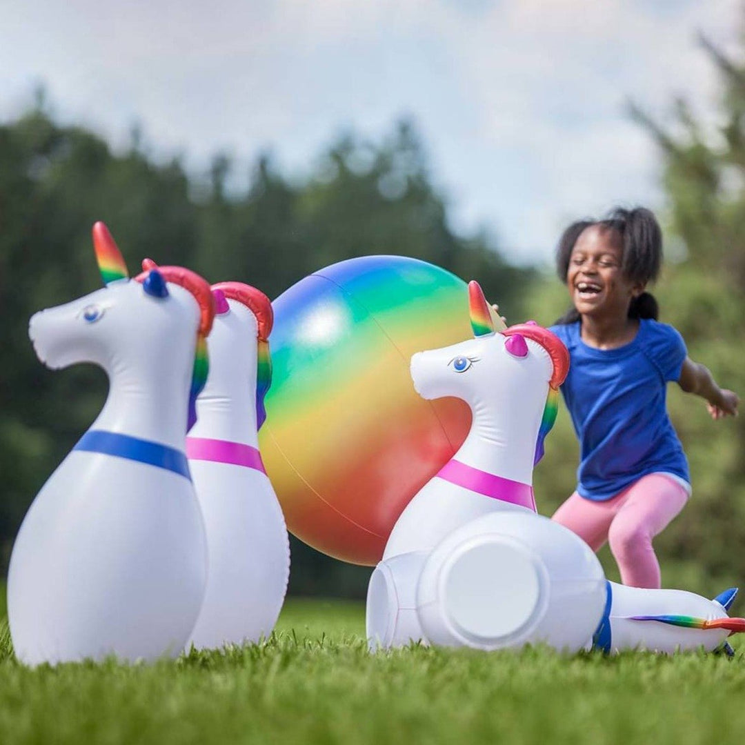 Evergreen / Hearthsong Toy Outdoor Fun Inflatable Unicorn Bowling