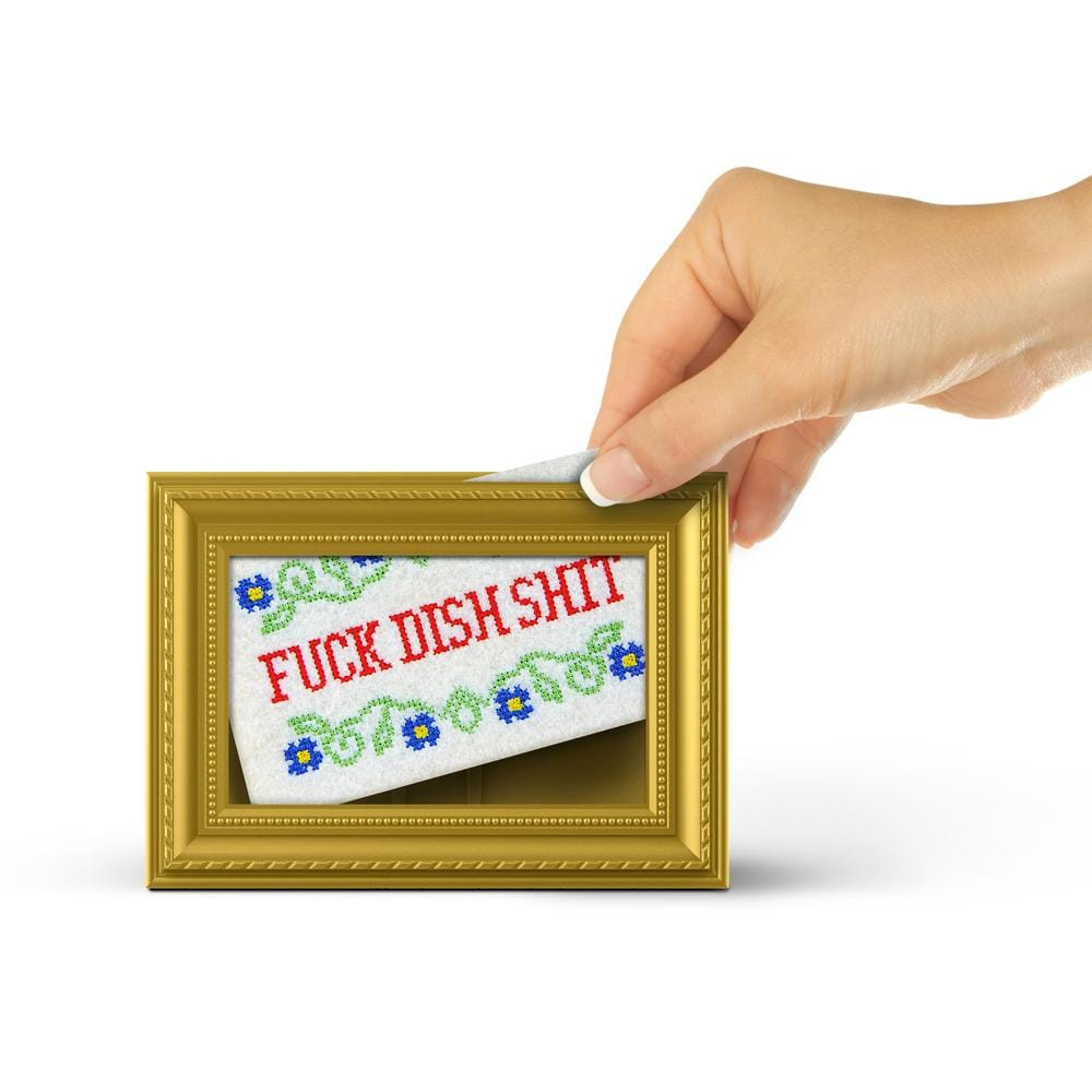 Fred & Friends Kitchen & Table Subversive Sponges with Frame - set of 4