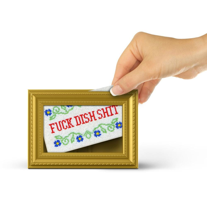 Fred & Friends Kitchen & Table Subversive Sponges with Frame - set of 4