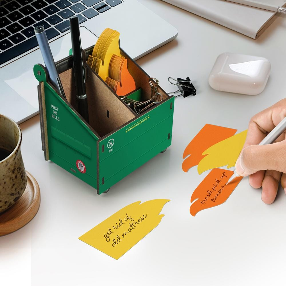 Fred & Friends Office Goods Desk Dumpster - Pencil holder and note cards