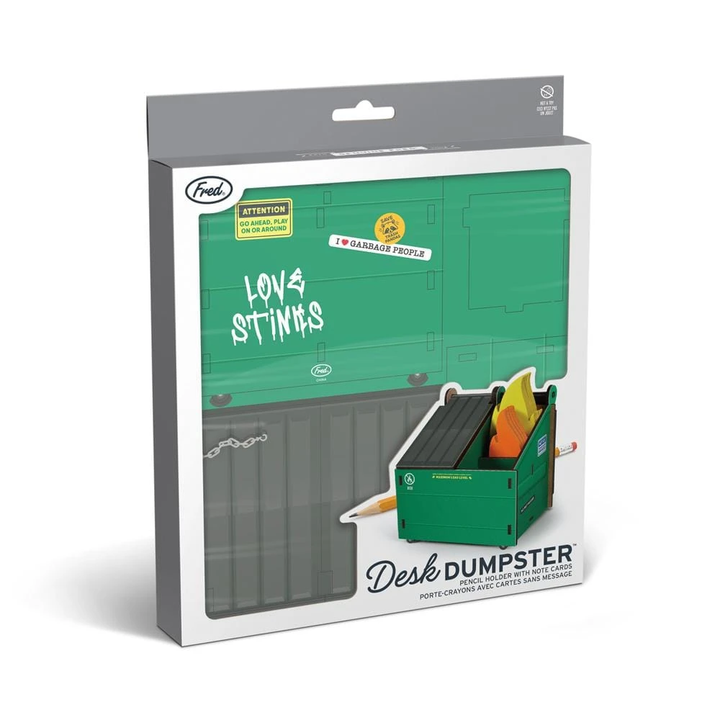 Fred & Friends Office Goods Desk Dumpster - Pencil holder and note cards