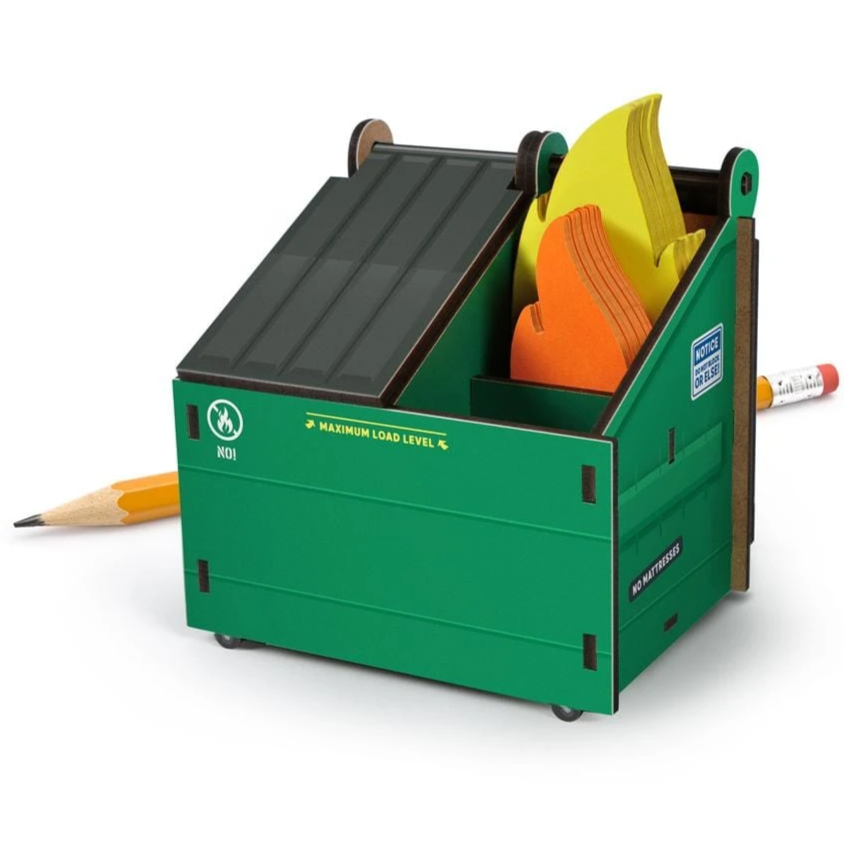 Fred & Friends Office Goods Desk Dumpster - Pencil holder and note cards