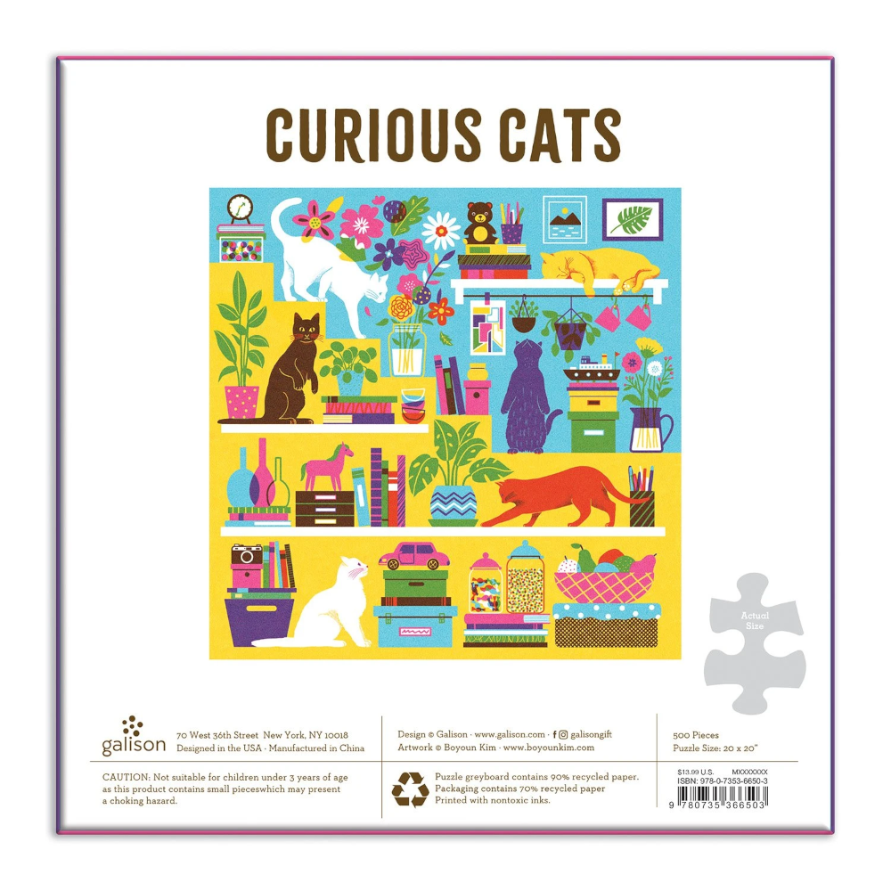 Hachette - Chronicle Books Puzzles Curious Cats 500 Piece Jigsaw Puzzle