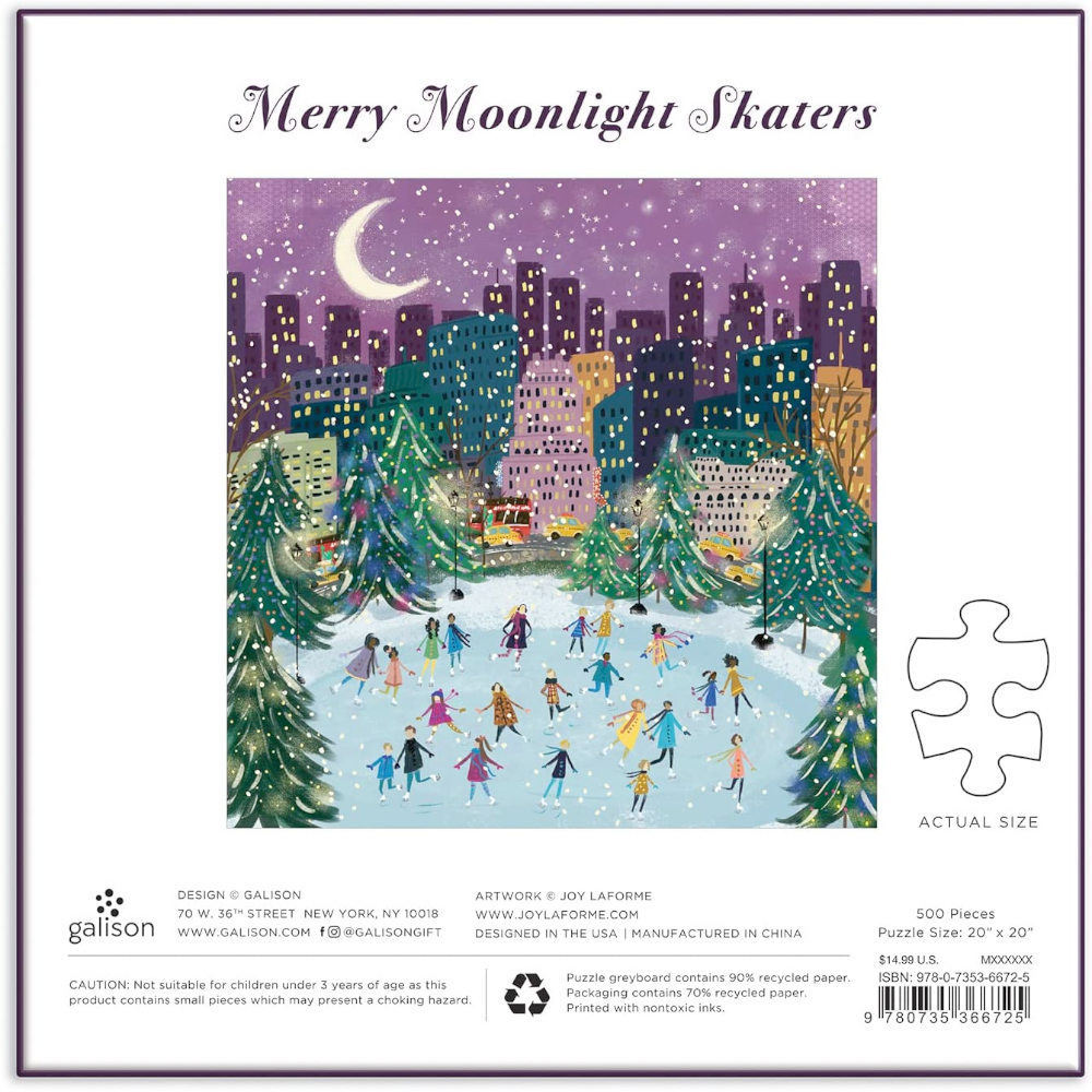 Hachette - Chronicle Books Puzzles Merry Moonlight Skaters 500 pc puzzle