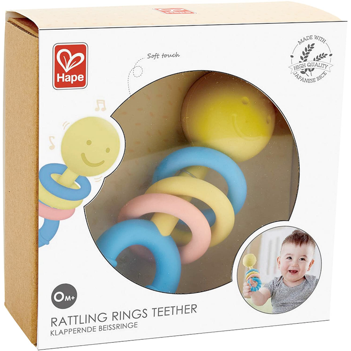 Hape Toy Infant & Toddler Rattling Rings Teether