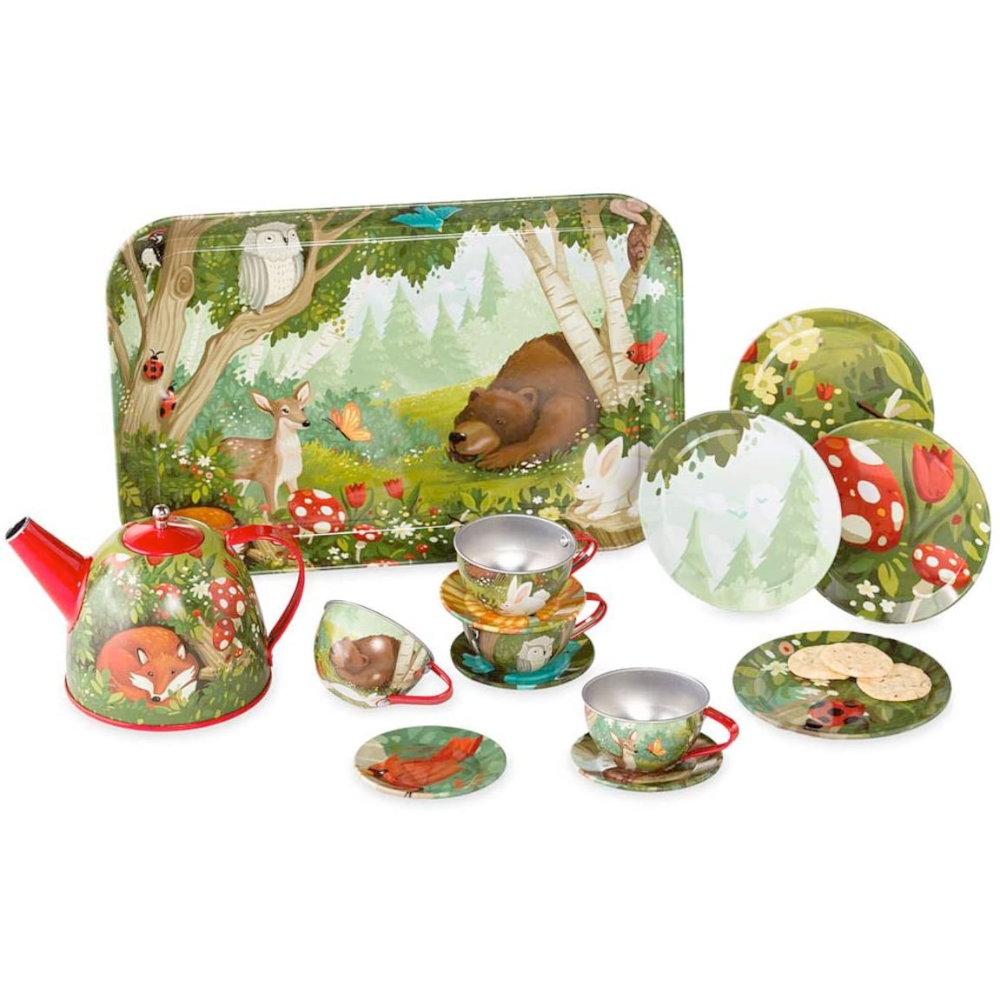 Hearthsong Toy Creative Woodland Tin Tea Set
