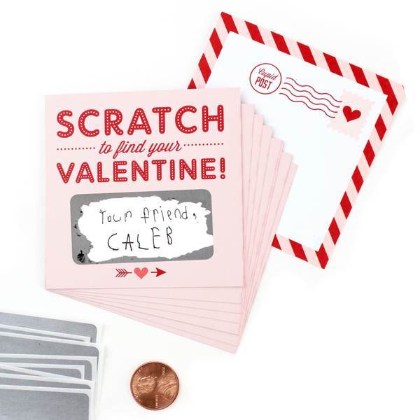 Inklings Greeting Cards Pink Box of 8 Scratch Off Valentines
