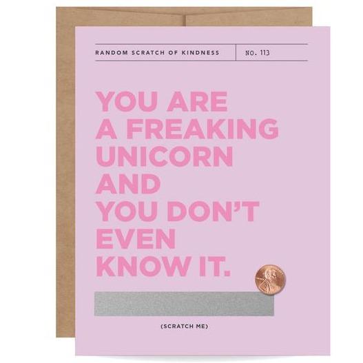 Inklings Greeting Cards You are a Freaking Unicorn Scratch-off Card