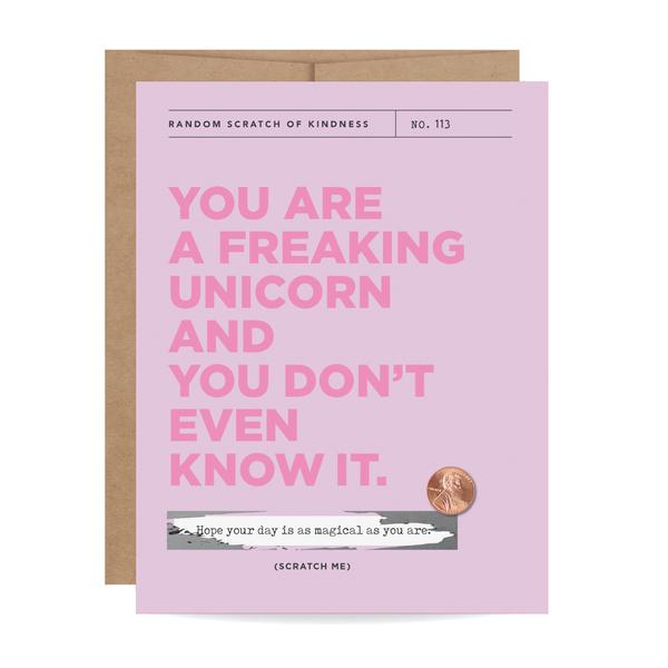 Inklings Greeting Cards You are a Freaking Unicorn Scratch-off Card