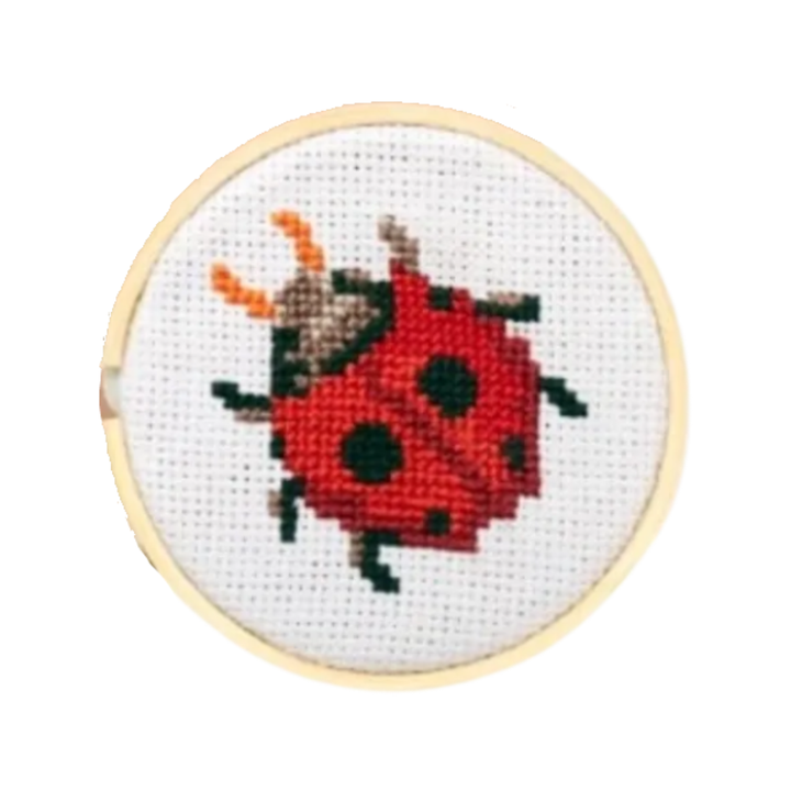 KIKKERLAND Arts & Crafts Ladybug Mini Cross Stitch Kit