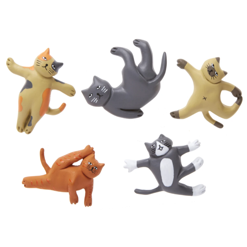 KIKKERLAND Funny Novelties Cat Yoga Magnets