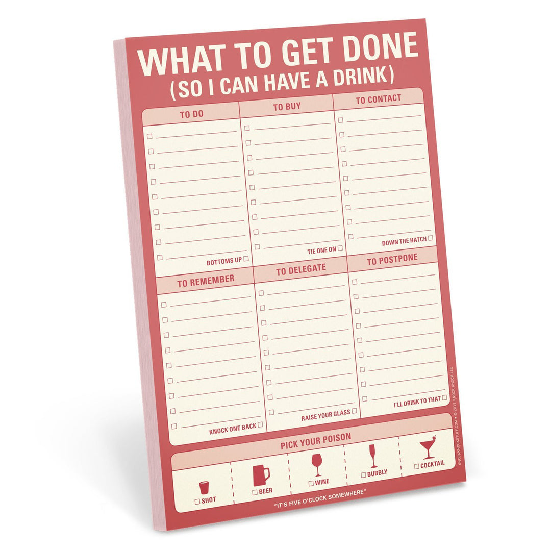 Knock Knock ST Sticky Notes Pads What to Get Done (So I Can Have a Drink) Pad