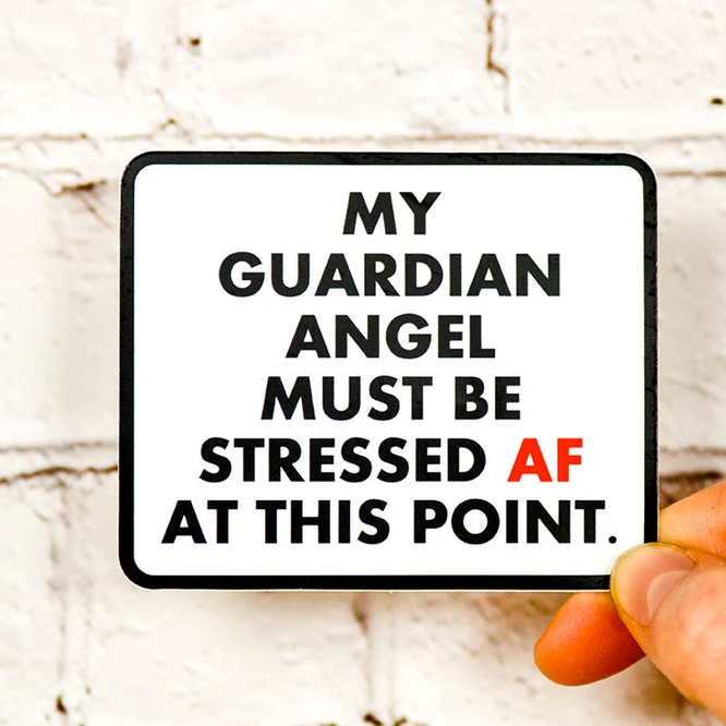 Meriwether Magnets & Stickers Guardian Angel Stressed AF vinyl sticker