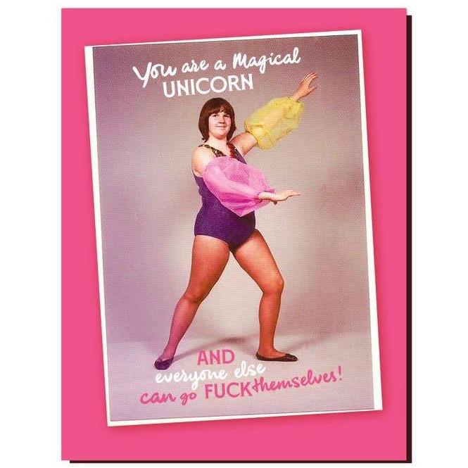 Offensive Delightful Greeting Cards Magical Unicorn! Card