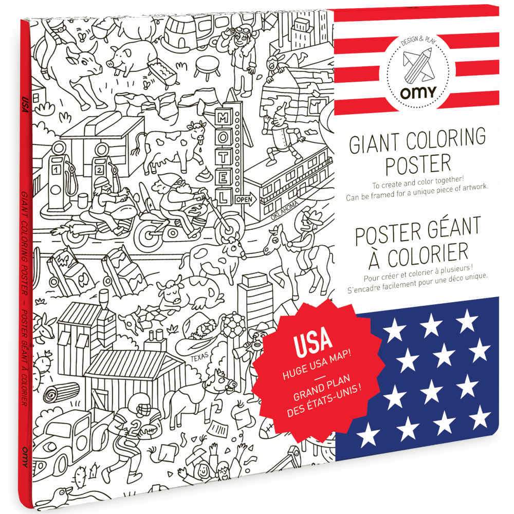 OMY Arts & Crafts Giant USA Coloring Poster - folded