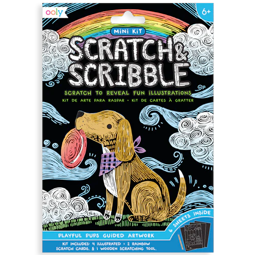 OOLY Arts & Crafts Playful Pups Scratch & Scribble