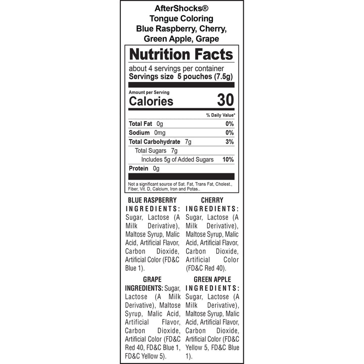 Redstone Foods Candy Aftershocks Tongue Colors Popping Candy