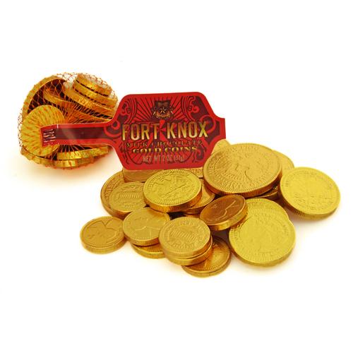 Redstone Foods Candy Fort Knox Chocolate Gold Coins in Mesh Bag