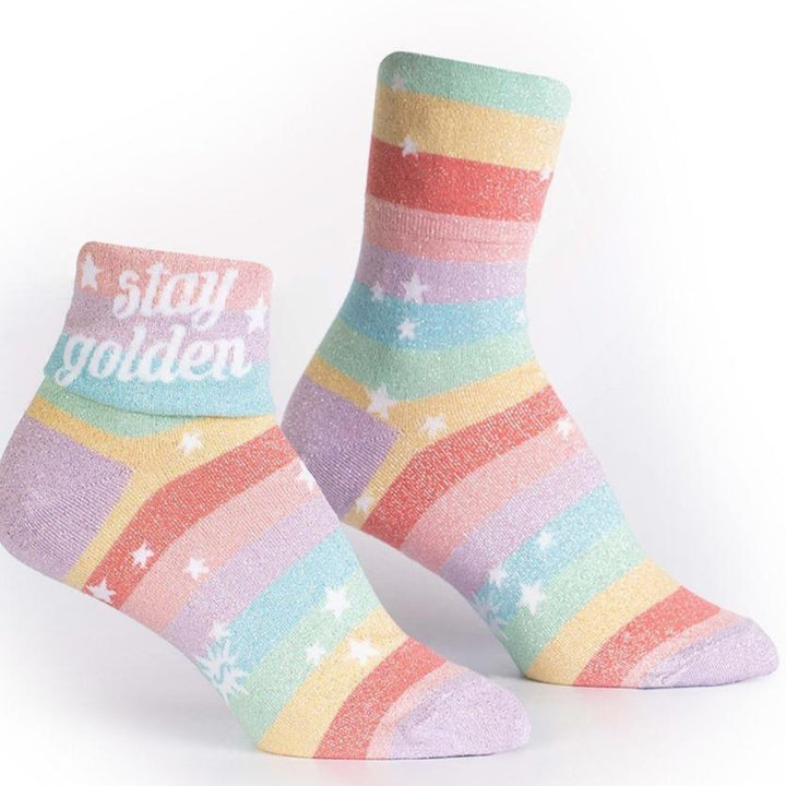 Sock IT TO Me Socks & Tees Stay Golden Shimmer Cuff Socks