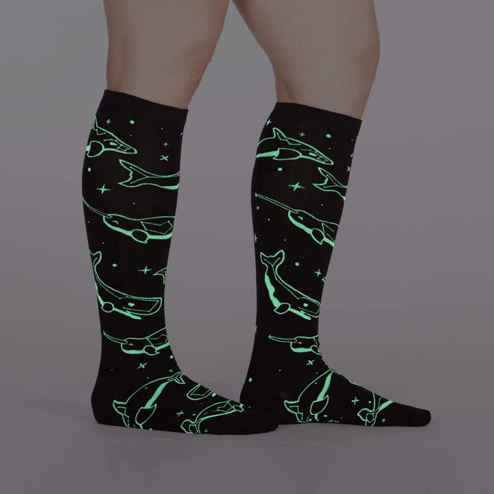 Sock IT TO Me Socks & Tees Stellar Whales Knee High Socks - glow in dark