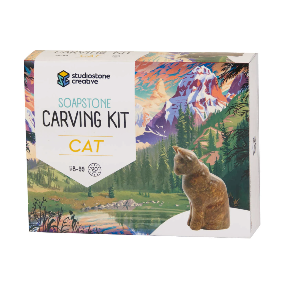 StudioStone Arts & Crafts Cat Soapstone Carving Craft Kit