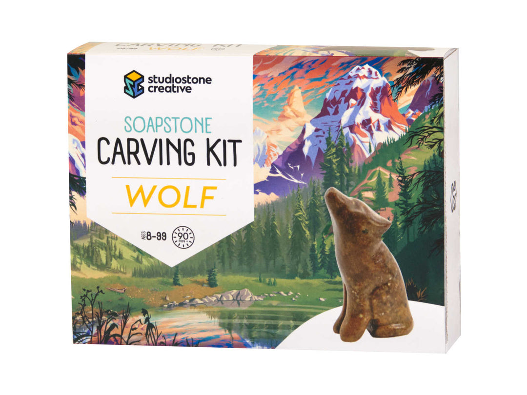 StudioStone Arts & Crafts Wolf Soapstone Carving Craft Kit